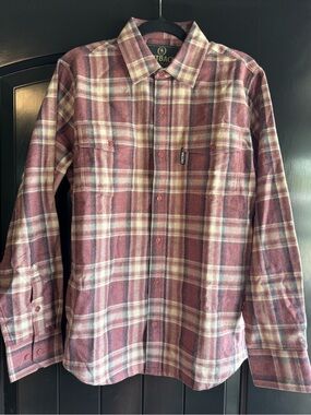 Men's Long-Sleeve Plaid Button-Down Shirt - Maroon